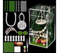 18Pcs Jumping Spider Enclosure Hammock Kit，Ventilation DIY Insects Habitat | Escape-Proof Magnetic Door & 360° Clear View Habitat for Jumping Spiders, All-in-One Ventilated Insect Cage with Accessories