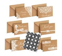18Pcs Lace Embellished Paper Thank You Cards with Envelopes and Sticker for Wedding Valentine Anniversary Celebration Invitation Cards
