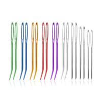 18pcs Large Eye Sewing Needles, Aluminum Big Eye Yarn Darning Blunt Needle Kit with Straight & Bent Curved Tip Hand Knitting Tools Accessories for Quilting Crochet Embroidery Tapestry Projects