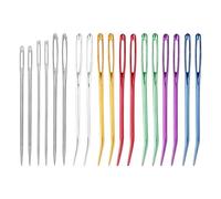 18pcs Large Eye Sewing Needles, Aluminum Yarn Knitting Needles Sewing Kit with Straight & Bent Curved Tip Hand Knitting Tools Accessories for Crochet DIY Crafts