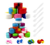 18Pcs Leakproof Silicone Cosmetic Jars, 2ml 5ml Cream Container, BPA Free Refillable Sample Pot, Nonstick Toiletries Jars with Spatulas, Round Make Up Containers for Travel