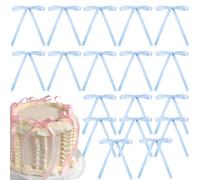18Pcs Light Blue Bowknot Cake Toppers for Cake Decorations,Light Blue Bow Bowknot Ribbons Cake Decoration Picks Baby Shower Cake Topper Decorations for Birthday Bridal Wedding Party Cake Decor