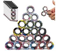 18Pcs Magnetic Rings Fidget Toys Spinner Set Easter Basket Stuffers,Finger Rings Endless Hours of Fun ADHD Stress Relief Fidget Spinner(24 Pcs)