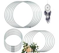 18Pcs Metal Rings Craft Kit, Multi Size Silver Wire Hoops for Wreath Making, Large Frames for DIY Floral, Macrame, Crochet, Dream Catchers and Wall Hanging Decor(4”, 6”, 8”)