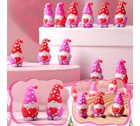 18pcs Mini Valentines Day Gnomes, 3.5x1.8cm Tiny Heart Gnomes Figurines, Valentine's Day Heart Gnomes Figurines Decor,Valentine Party Favors,Valentines Day Decorations for Home Room Table Gifts