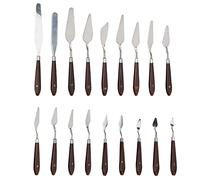 18Pcs Painting Cutter Set Oil Painting Scraper Palette Cutter Art Spatula Set Painting Mixing Scraper Set Painting Tool with Wooden Handle for Oil Painting Acrylic Painting Color Mixing(Brown)