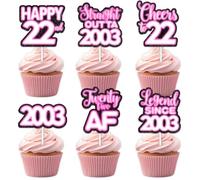 18pcs Pink Glitter Dessert Cupcake Topper Pick for Straight Outta 2003 Legend Since 2003 Theme Decor Supplies Men Happy 22nd Birthday Party Decorations