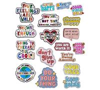 18pcs Positive Letter Enamel Pins Cute Motivational Phrase Pins Set Funny Inspirational Brooch Lapel Pin Set for Backpacks Clothing Hats Decor