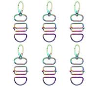 18PCS Rainbow Hardware Buckles Clasp Set Include Colorful Swivel Hook with D Rings and Sliding Buckle for Making Keychain Lanyard Dog Collar Bag Purse Hardware DIY Craft