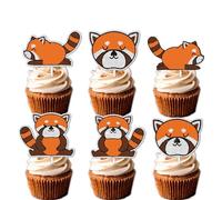 18pcs Red Glitter Dessert Cupcake Topper Anime Animal Panda Theme Decor Supplies Baby Shower Boys Girls Happy Birthday Party Decorations