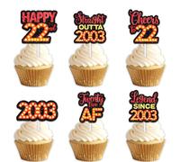 18pcs Red Glitter Dessert Cupcake Topper Pick for Straight Outta 2003 Legend Since 2003 Theme Decor Supplies Men Happy 22nd Birthday Party Decorations