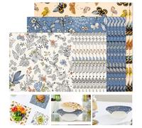 18Pcs Reusable Beeswax Food Wrap Set Food Storage Bowl Covers Hand Washable Bread Wrap Beeswax Paper (2L+6M+10S) for Sandwich Cheese Fruit Snacks