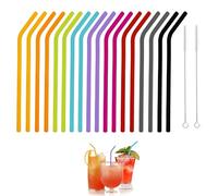 18Pcs Reusable Straws and 2pcs Cleaning Brush, Soft Bendable Silicone Straws, Colorful Reusable Drinking Straws, Suitable for Milk Tea, Hot Cocoa, Tea, Cocktails and Smoothies (Colorful)