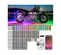 18pcs RGB+IC Chasing Motorcycle LED Lights with APP/RF Remote Control, Dreamcolor Motorcycle LED Underglow Kit with Brake Turn Signal 12V Waterproof Neon Strip Light Kit for Harley Kawasaki ATV Golf