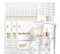 18PCS Rice Raw Pulp Skin Care Sets & Kits, Skin Care For Teenage Girls, Skin Care Set For Pamper Teenage Girls Gifts, Skincare Set, Cleanser, Serum, Cream, Mask, Eye Cream,Sub- Polish Serum,Sleep Mask