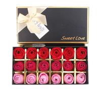 18Pcs Rose Floral Scented Bath Soap Plant Essential Oil Rose Soap Rose Flower Petals Shaped Soap Best Gift for Anniversary Wedding Valentine’s Day Mother's Day (Red)
