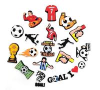 18PCS Shoe Charms, Boys Croc Charms Football Badges Pins Widgets Birthday Decoration for Croc Kids Boys Funny Football Crocs Charm for Adult Cute Anime Cartoon Gaming Accessories for Shoes (18)