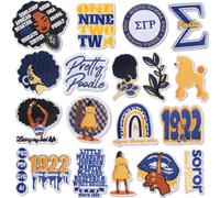 18PCS Sigma Rho Gamma Sorority Themed Embroidered Iron On Sew On Patches Bulk for Jeans Hats Backpack Pants Jackets Clothing DIY Decoration Crafts Supplies for Women (ΣΓΡ)