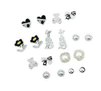 18PCS Silver Bear Violin Pearl Bow Flower Shoe Charm Set DIY Decor