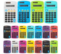 18Pcs Small Calculator Bulk, Pocket 4 Basic Function Calculator Solar & Battery Operated, Student Handheld Mini Colorful Calculators for School Home Office Supplies (9 Colors)