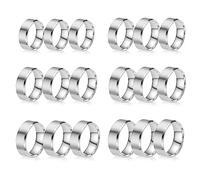 18PCS Stainless Steel Blank Core Ring 8mm Plain Inlay Finger Rings Round Solid Metal Band Size 6/7/8/9/10/11 Comfort Simple Brushed Matte Polished Silver Wedding Ring for DIY Jewelry Making (A1)