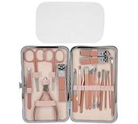 18pcs Stainless Steel Nail Clipper Eyebrow Scissors Pedicure Knife Manicure Tool Set for Household Rose Gold