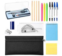 18PCS Stationery Sets, Back to School Stationery Set, Pencil Case with Stationery Included, Ruler, Notebook, Compass, Eraser, Sharpener, Post-it Notes, Maths & Geometry Sets for Secondary School
