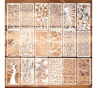 18Pcs Stencils for Crafts Painting, Reusable Cake Stencils Decorating Texture Stencil Background Stencil Leaf Floral Tree Templates for Painting on Wood Furniture Card Canvas Paper Scrapbook