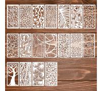 18Pcs Stencils for Crafts Painting, Reusable Cake Stencils Decorating Texture Stencil Background Stencil Leaf Floral Tree Templates for Painting on Wood Furniture Card Canvas Paper Scrapbook