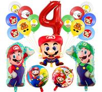 18Pcs Super Balloons Party Decorations, 4th Birthday Decorations for Boys and Girls, 4th Super Theme Birthday Balloon Set of Foil and Latex, Super Themed Decorations for Kids Birthday Party