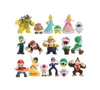 18pcs Super Mario Bros Action Figures Toys Yoshi Peach Princess Luigi Odyssey Donkey
