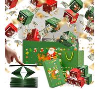 18Pcs Surprise Explosion Gift Box, Christmas Money Gift Boxes for Cash Pop Up, Unique Reusable Folding Bouncing Envelope for Xmas Party & Family Gifts (9 Red + 9 Green Bounces, Green)