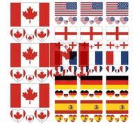 18Pcs Temporary Tattoo 6 Country Flags 2.36in Waterproof Long Lasting Temporary Tattoos Football Match Country Stickers for Men Women Kids (Set 1)