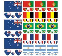 18Pcs Temporary Tattoo 6 Country Flags 2.36in Waterproof Long Lasting Temporary Tattoos Football Match Country Stickers for Men Women Kids (Set 2) Stickers Flag