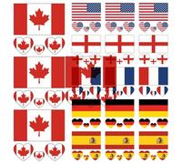 18Pcs Temporary Tattoo 6 Country Flags 2.36in Waterproof Long Lasting Temporary Tattoos Football Match Country Stickers for Men Women Kids (Set 1) Flag Stickers