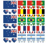 18Pcs Temporary Tattoo 6 Country Flags 2.36in Waterproof Long Lasting Temporary Tattoos Football Match Country Stickers for Men Women Kids (Set 2) Stickers Long Lasting Tattoos