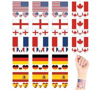 18Pcs Temporary Tattoo 6 Country Flags 2.36in Waterproof Long Lasting Temporary Tattoos Football Match Country Stickers for Men Women Kids (Set 1)