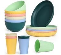 18Pcs Unbreakable Dinnerware Set Sevice for 6 People with Plates Bowls Cups