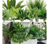 18pcs UV Protected Artificial Boxwood Stems Indoor/Outdoor Hanging- Evergreen Faux Greenery for Garden, Porch, Window Box, and Home Wedding Decor - Perfect Get Well Gift