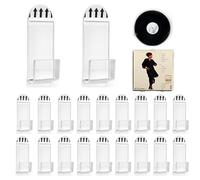18Pcs Vinyl Wall Mount, Self Adhesive Record Hangers, Clear Acrylic Vinyl CD Display Shelf, Record Holder Wall for Single Music Album Cover CD Card Collection Magazine Home Office Decoration No Screw