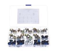 18Pcs WH148 Single Potentiometer Kit 3Pin B1K/5K/10K/20K/50K/100K/500K/1M with knobs Single potentiometer set Shaft Nuts +BOX BIANMTSW