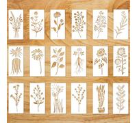 18pcs Wildflower Stencils for Painting, Leaves and Flower Stencil with 18 Style Reusable Botanical Floral Drawing Templates for Wood Craft Canvas Wall Art Furniture Decor Supplies