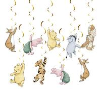 18Pcs Winnie Baby Shower Decorations Classic Pooh Hanging Decorations Swirls for Birthday Supplies Oh Baby Party Deocration