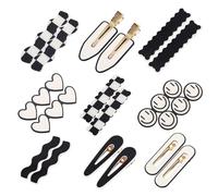 18PCS Y2k No Bend Hair Clips Set for Women,Cute Geometric Hair Barrettes for Styling,Korean Fashion Checkered Hair Accessories for Teens,Minimalist Black White No Crease Hair Pins for Women Girls