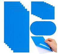 18Pieces Self-Adhesive PVC Repair Patches, Vinyl Pool Liner Patch Inflatable Pool Patch Repair Puncture Repair Kit Vinyl Rubbers for Tent, Swimming Pools, Water Beds, Hot Tub, Round and Square, Blue