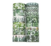 18Rolls Washi Tape Set Floral Plants Decorative Masking Tape Flower Multi-Pattern Washi Tape for Scrapbooking Journaling Vintage Leaves Craft Tape for DIY Gift Wrapping Supplies Planner Decor (Plants)