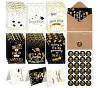 18Set End of Term Gifts for Students Class of 2025 Graduation Cards Bulk Pack of 18 with Envelopes Stickers 6 Elegant Designs for High School College Leavers Graduation Card for Him or Her