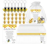 18Set Thank You Gifts for Colleagues Employee Appreciation Gifts Lucky Bee Keyring Keychain Mini Bee Token Charm with Bees Story Card Inspirational Leaving Gifts for Staff Coworker Teacher Nurse