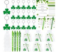 18Sets St.Patrick’s Day Gifts Bulk for Adults, Saint Patricks Green Ballpoint Pens Shamrock Keychain Accessories Irish Blessing Cards Goodie Bag Fillers for Office Birthday Party Favors Supplies
