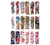 18sheets Full Arm Temporary Tattoo Stickers, Large Size, Waterproof And Long-Lasting, Women'S Style, Flowers, Skull, Koi Fish.